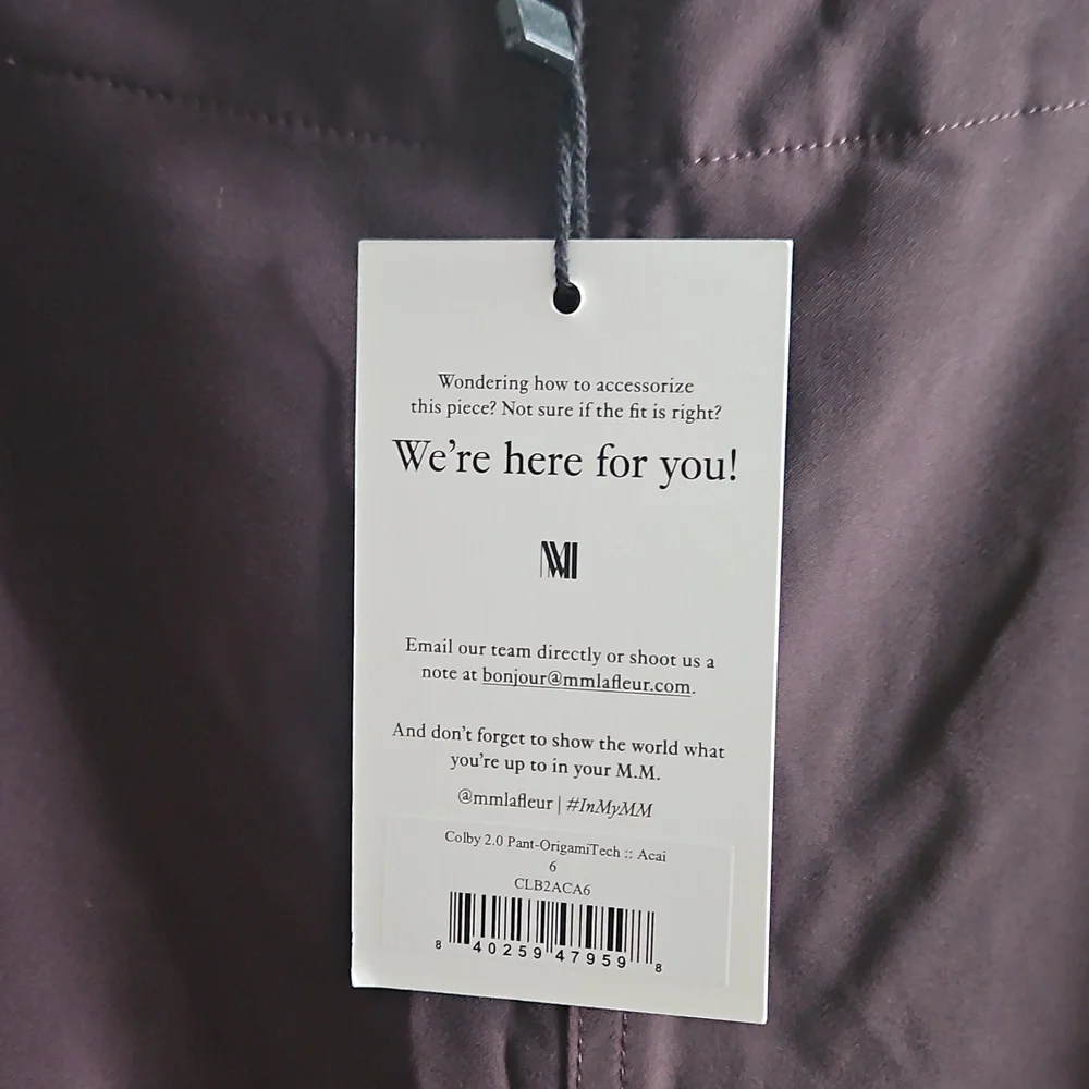 NWT MM Lafleur Colby Pants OrigamiTech Size 6 In Acai - Picture 2 of 6